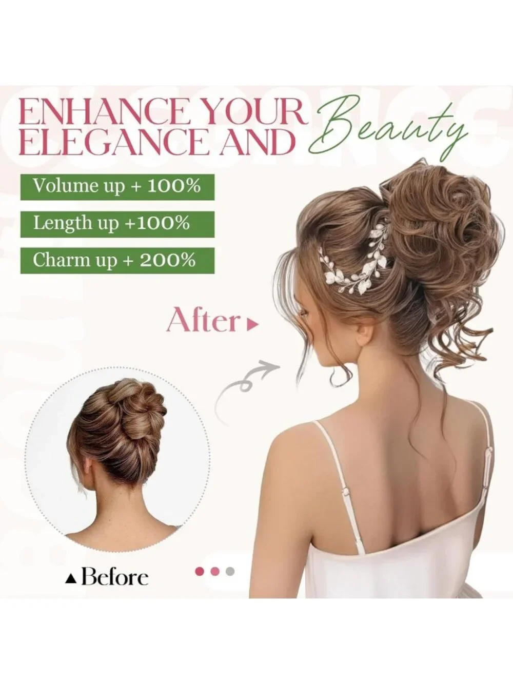 2PCS Messy Bun Hair Extensions - Stylish Ponytail Pieces for Effortless Updos